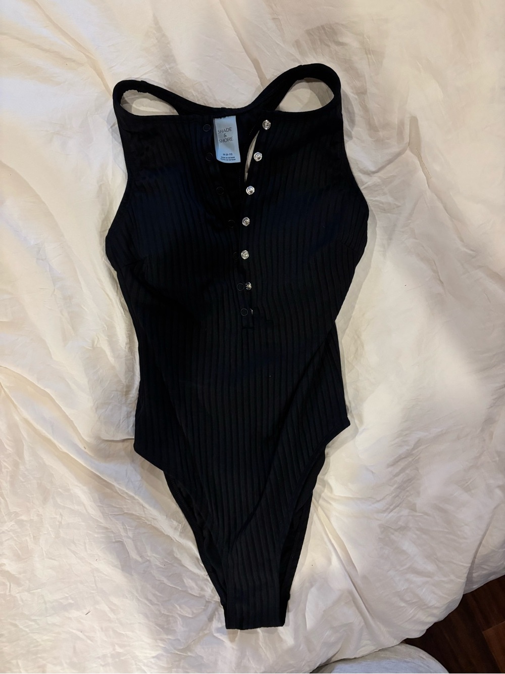 Shade & Shore Black Ribbed One-Piece women's Swimsuit